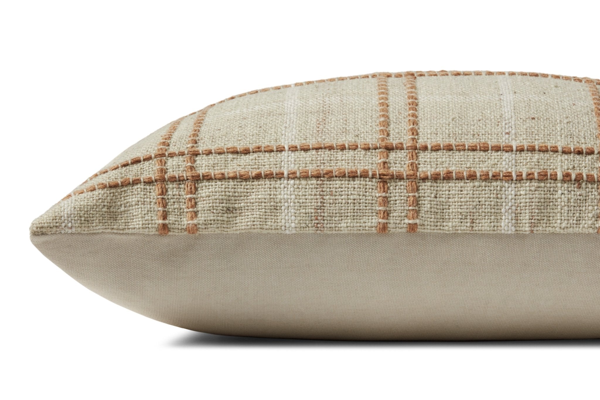 Magnolia Home by Joanna Gaines x Loloi Parker PMH0056 Sage / Rust 12'' x 27'' Cover w/Down Pillow White Cliff Studio Throw Pillows