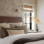 Magnolia Home by Joanna Gaines x Loloi PMH1153 Mocha / Plum 16" x 26" Cover w/Down Pillow White Cliff Studio Throw Pillows