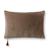 Magnolia Home by Joanna Gaines x Loloi PMH1153 Mocha / Plum 16" x 26" Cover w/Down Pillow White Cliff Studio Throw Pillows
