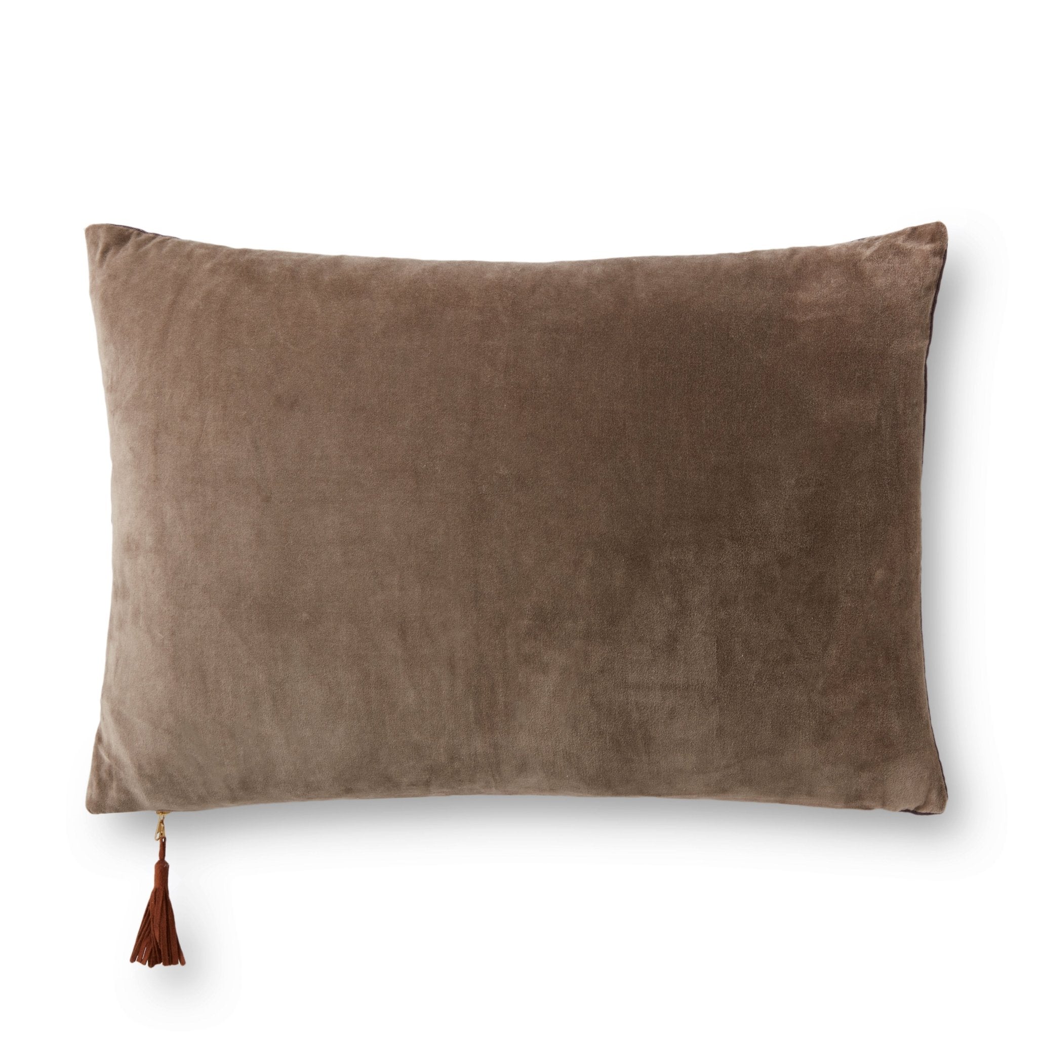 Magnolia Home by Joanna Gaines x Loloi PMH1153 Mocha / Plum 16" x 26" Cover w/Down Pillow White Cliff Studio Throw Pillows