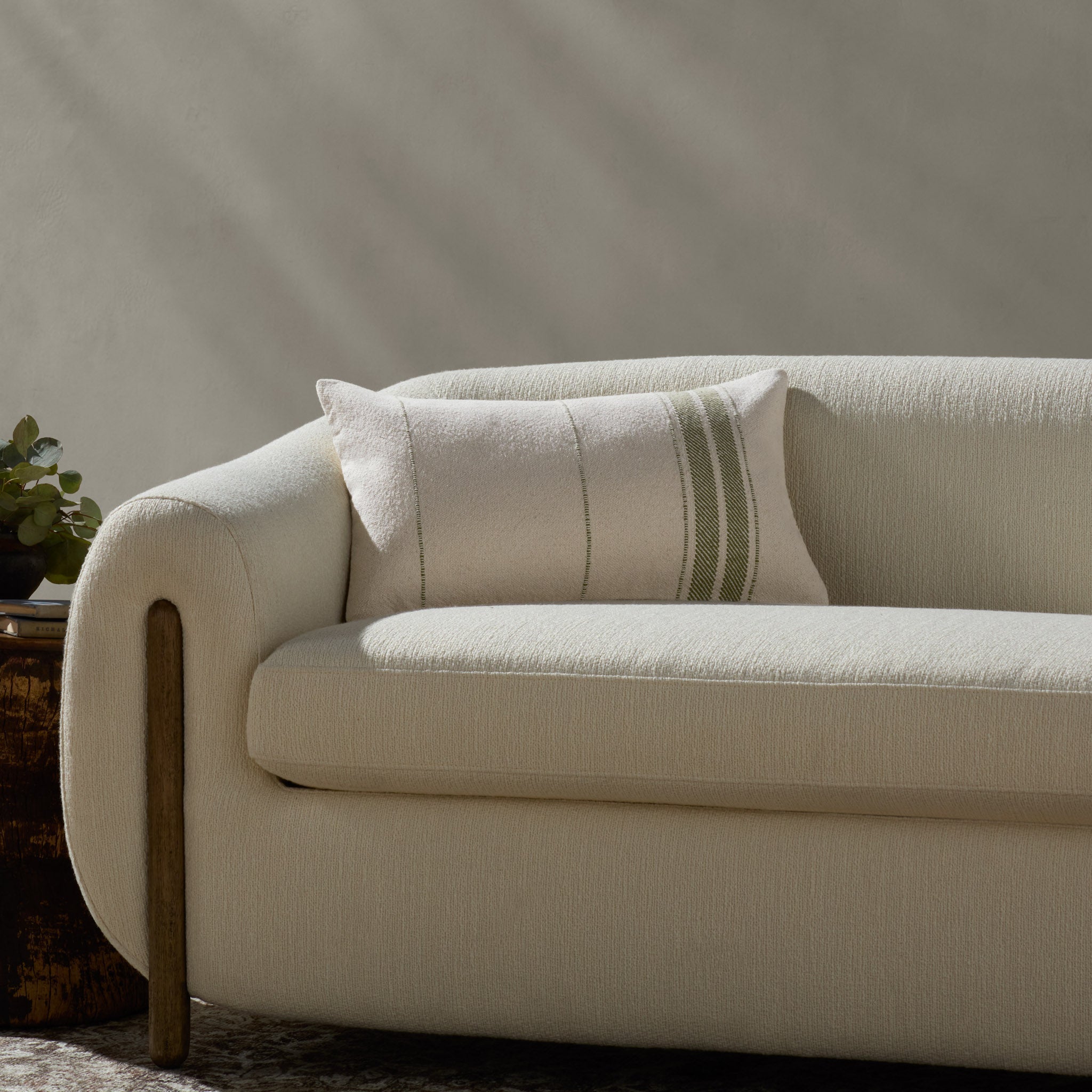 Magnolia Home by Joanna Gaines x Loloi Selena Natural / Green Pillow White Cliff Studio Throw Pillows