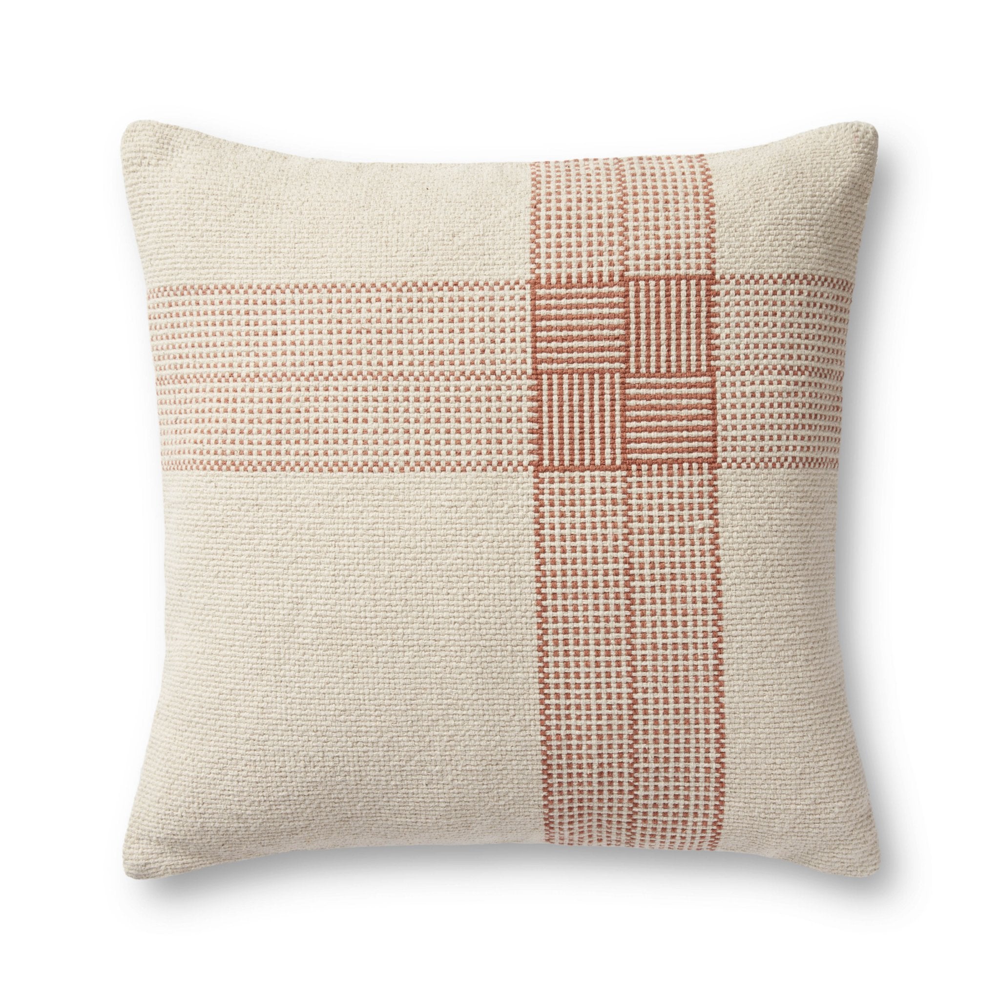 Magnolia Home by Joanna Gaines x Loloi Wells Cream / Terracotta 22'' x 22'' Cover w/Down Pillow White Cliff Studio Pillow