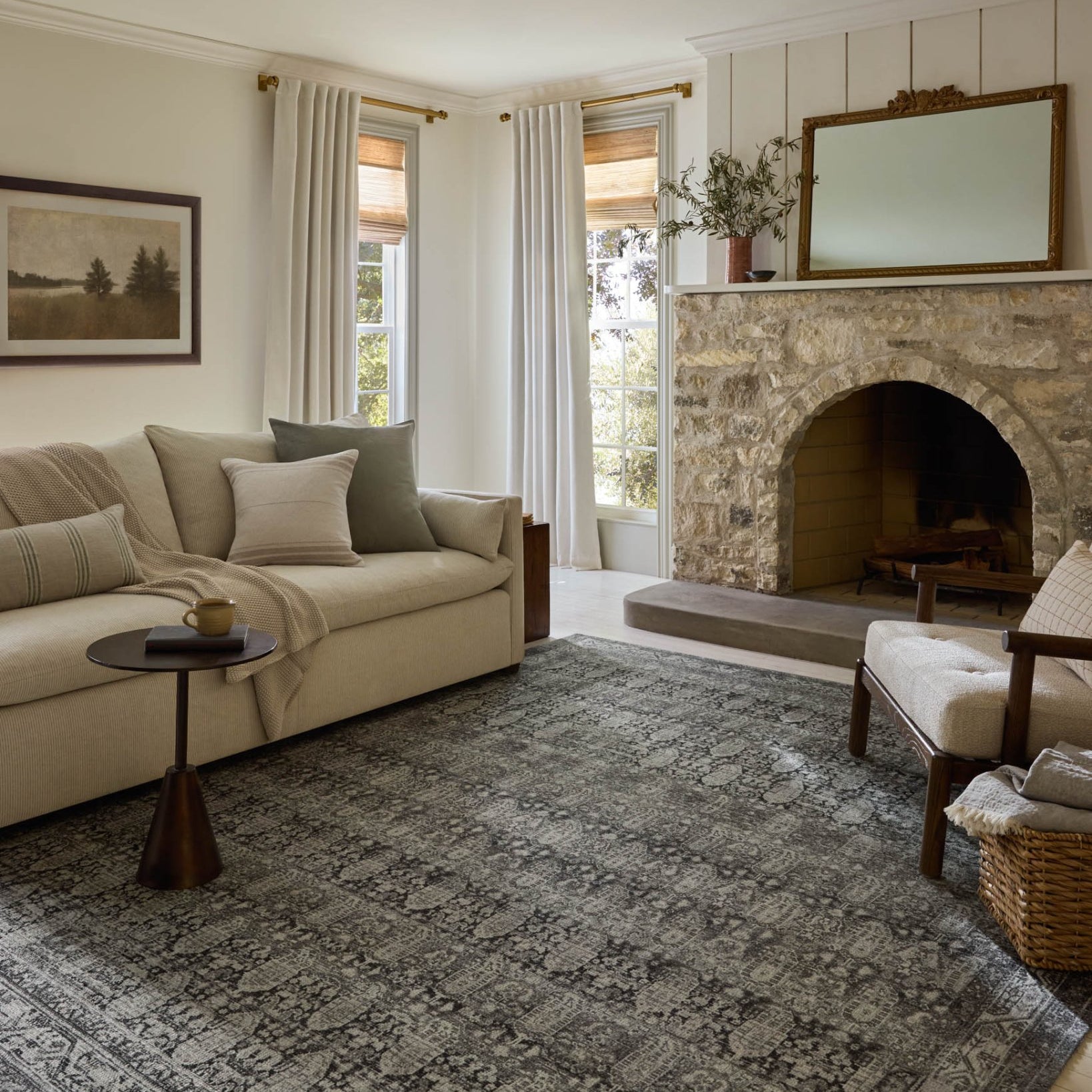 Magnolia Home by Joanna Gaines x Loloi Wimberly Granite / Cream Rug White Cliff Studio Area Rugs