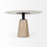 Max White Round Marble table with Black Metal
