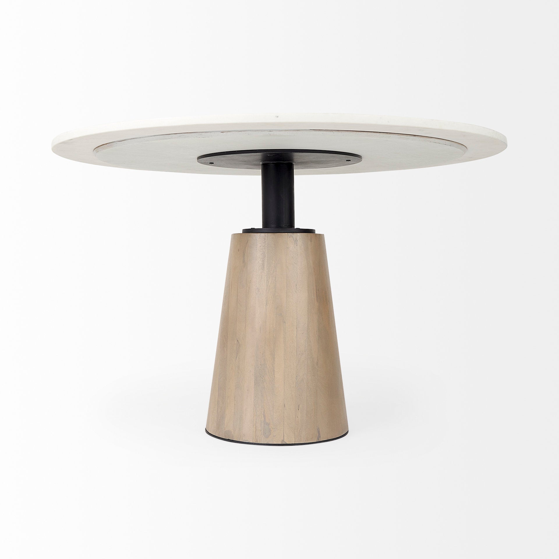 Max White Round Marble table with Black Metal