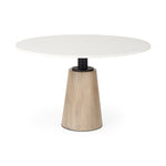 Max White Round Marble table with Black Metal