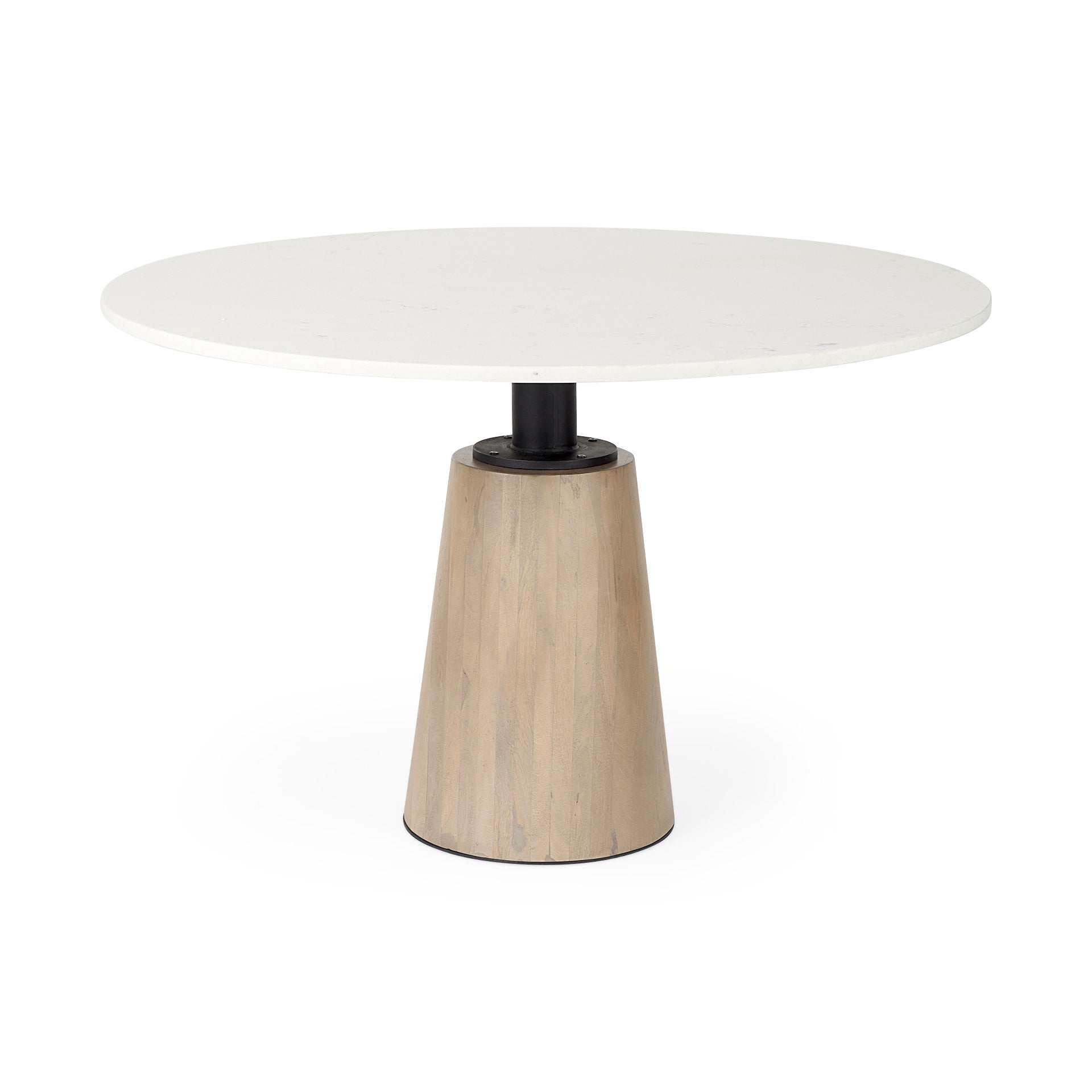 Max White Round Marble table with Black Metal