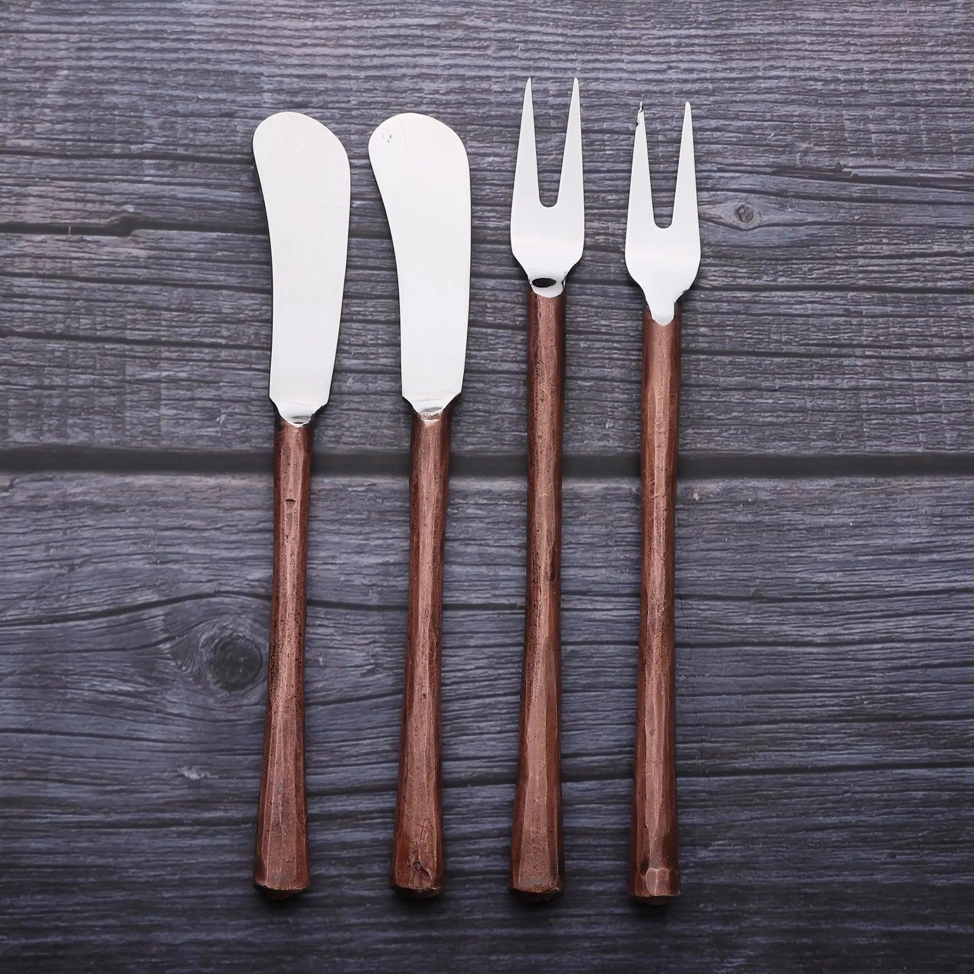 MEDICKI CHEESE FORK & SPREADER 4 PC. SET White Cliff Studio Flatware