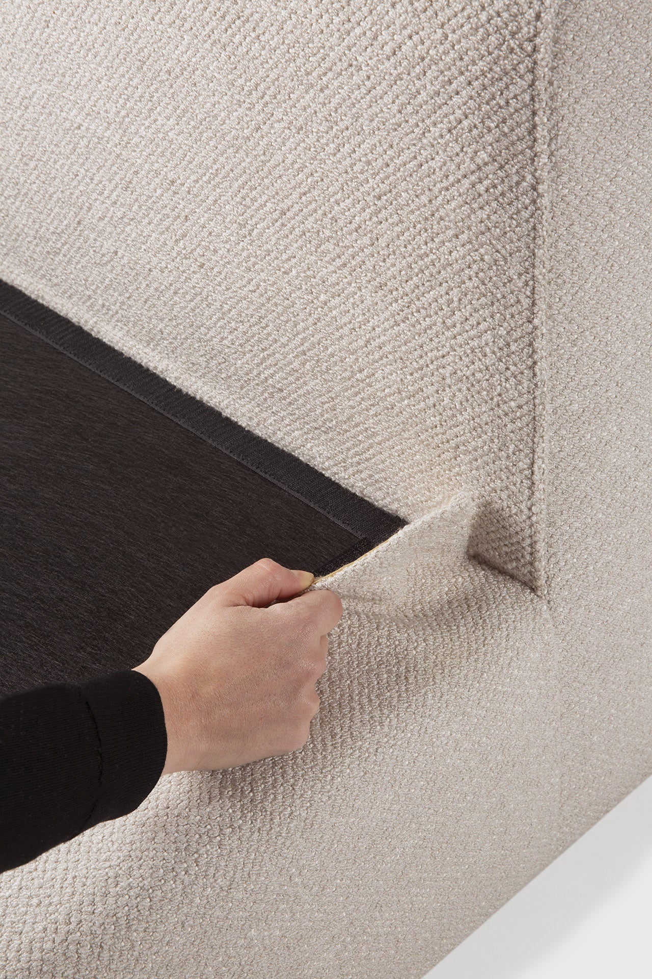 Mellow footstool - Ivory fabric - removable cover White Cliff Studio Ottoman