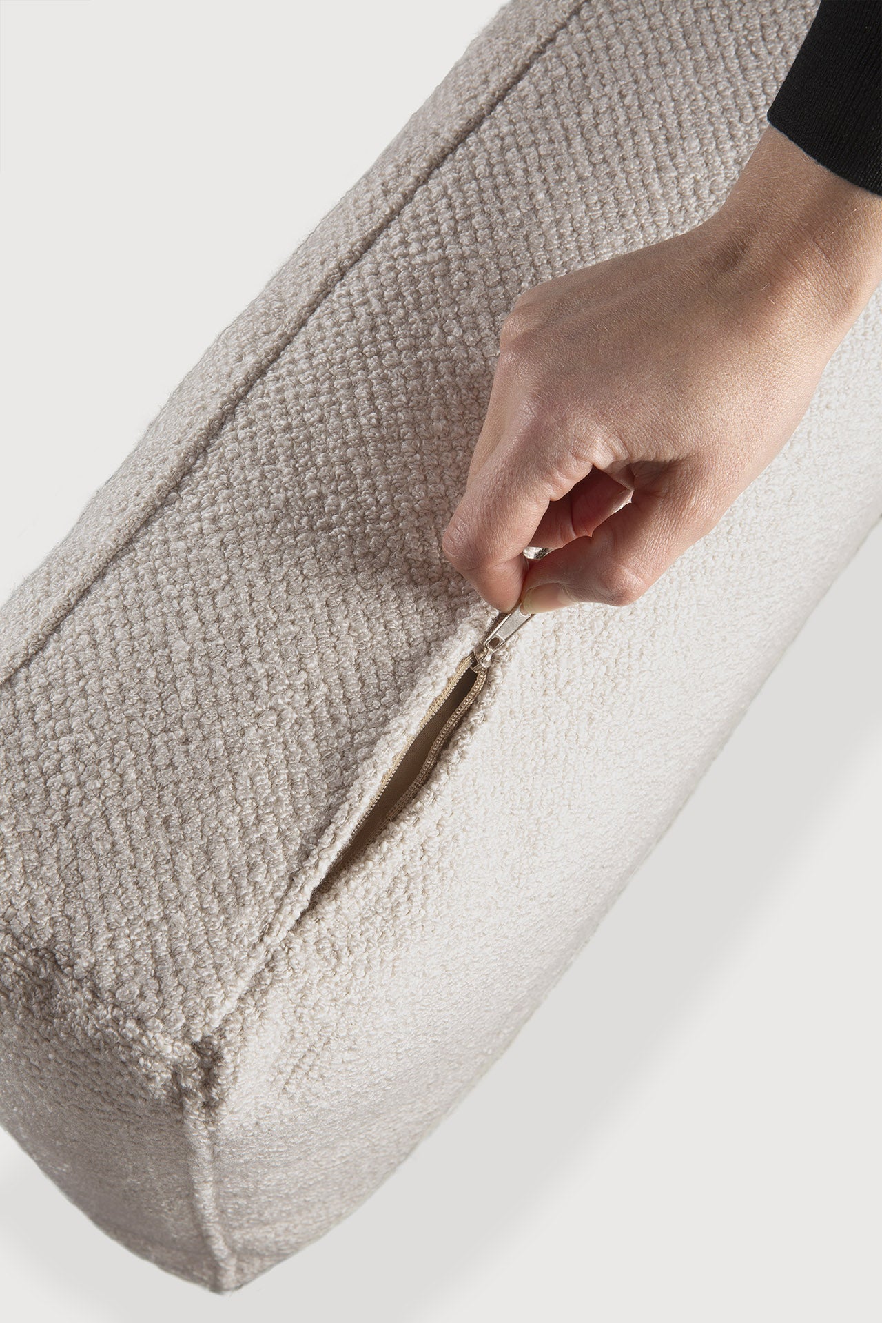 Mellow footstool - Ivory fabric - removable cover White Cliff Studio Ottoman