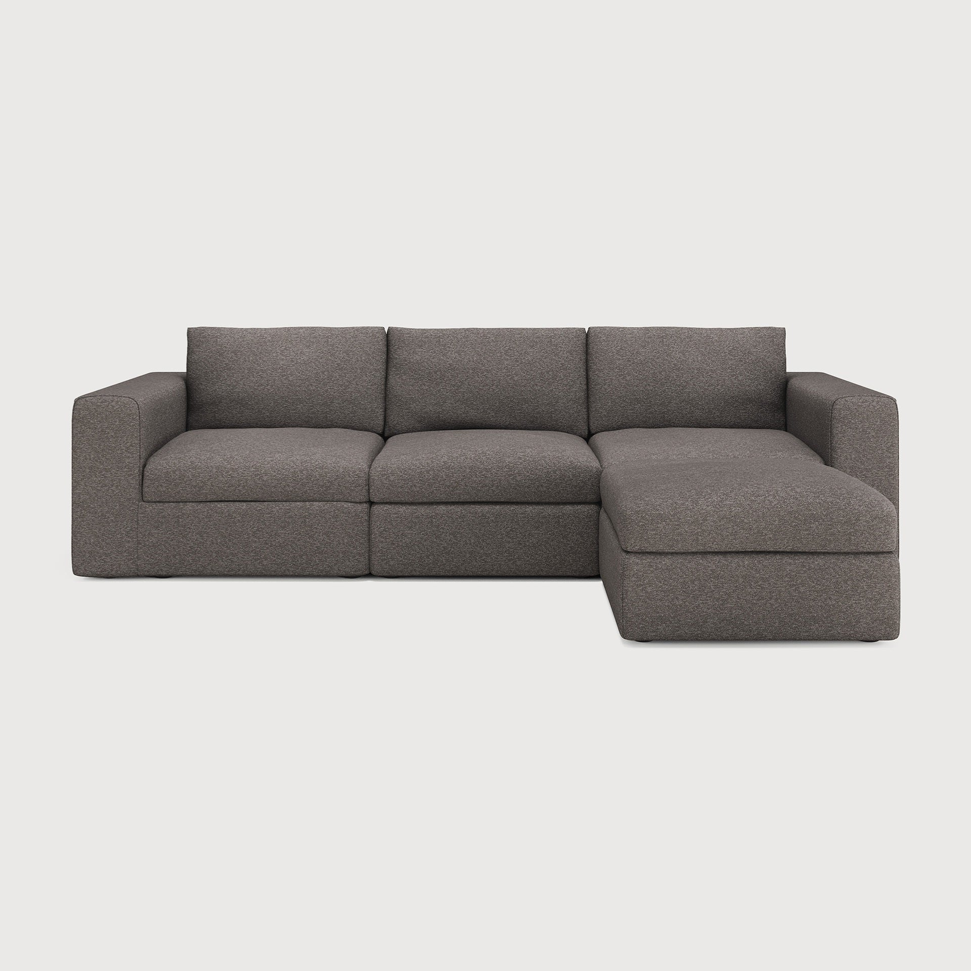 Mellow modular sofa - Granite Eco fabric - end seater with R arm White Cliff Studio Sofa