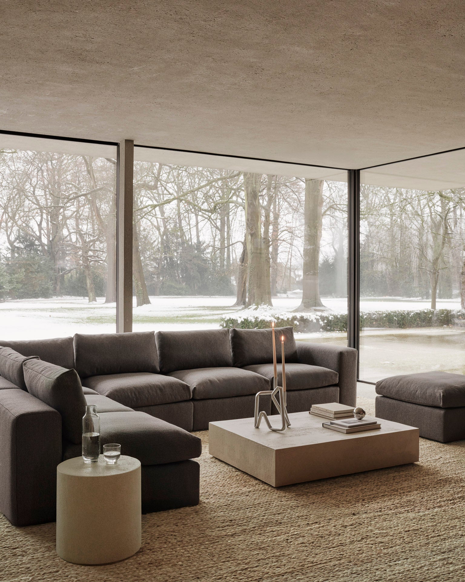 Mellow modular sofa - Granite Eco fabric - end seater with R arm White Cliff Studio Sofa