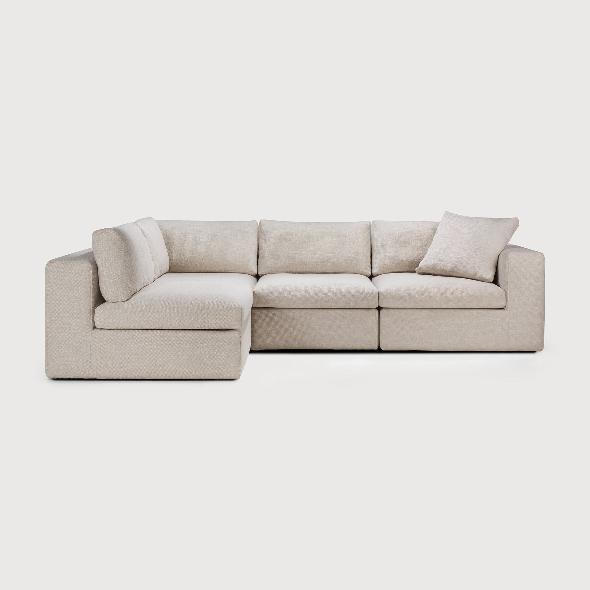 Mellow modular sofa - Ivory fabric - 90° square corner - removable frame covers White Cliff Studio Sofa