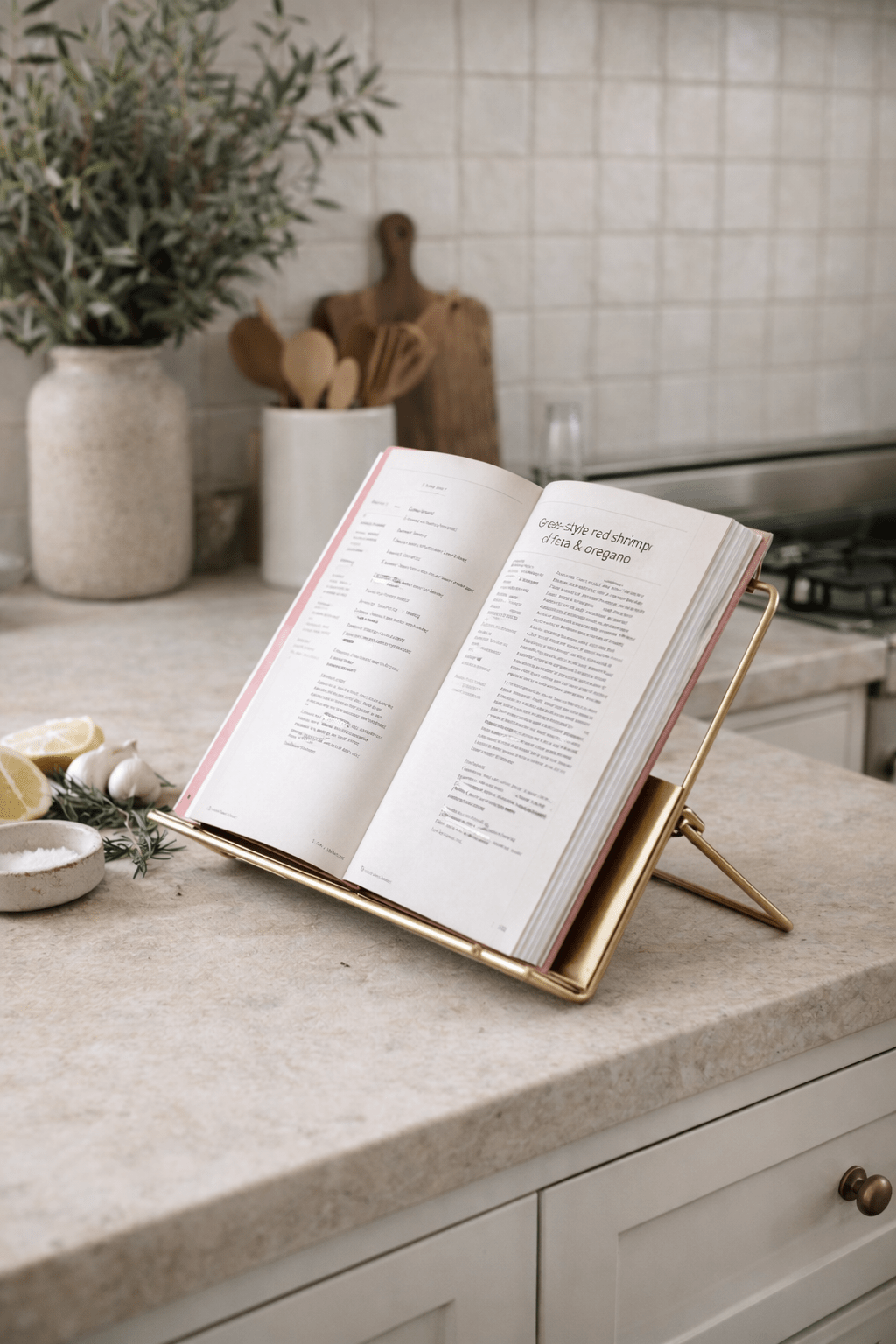 Metal Standing/Foldable Book Holder, Gold Finish White Cliff Studio Book Stand