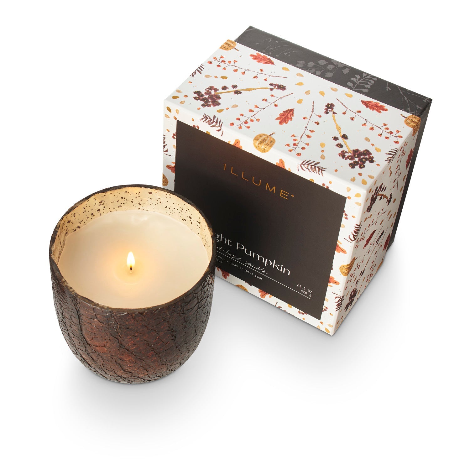 Midnight Pumpkin Large Crackle Glass Candle White Cliff Studio Candles