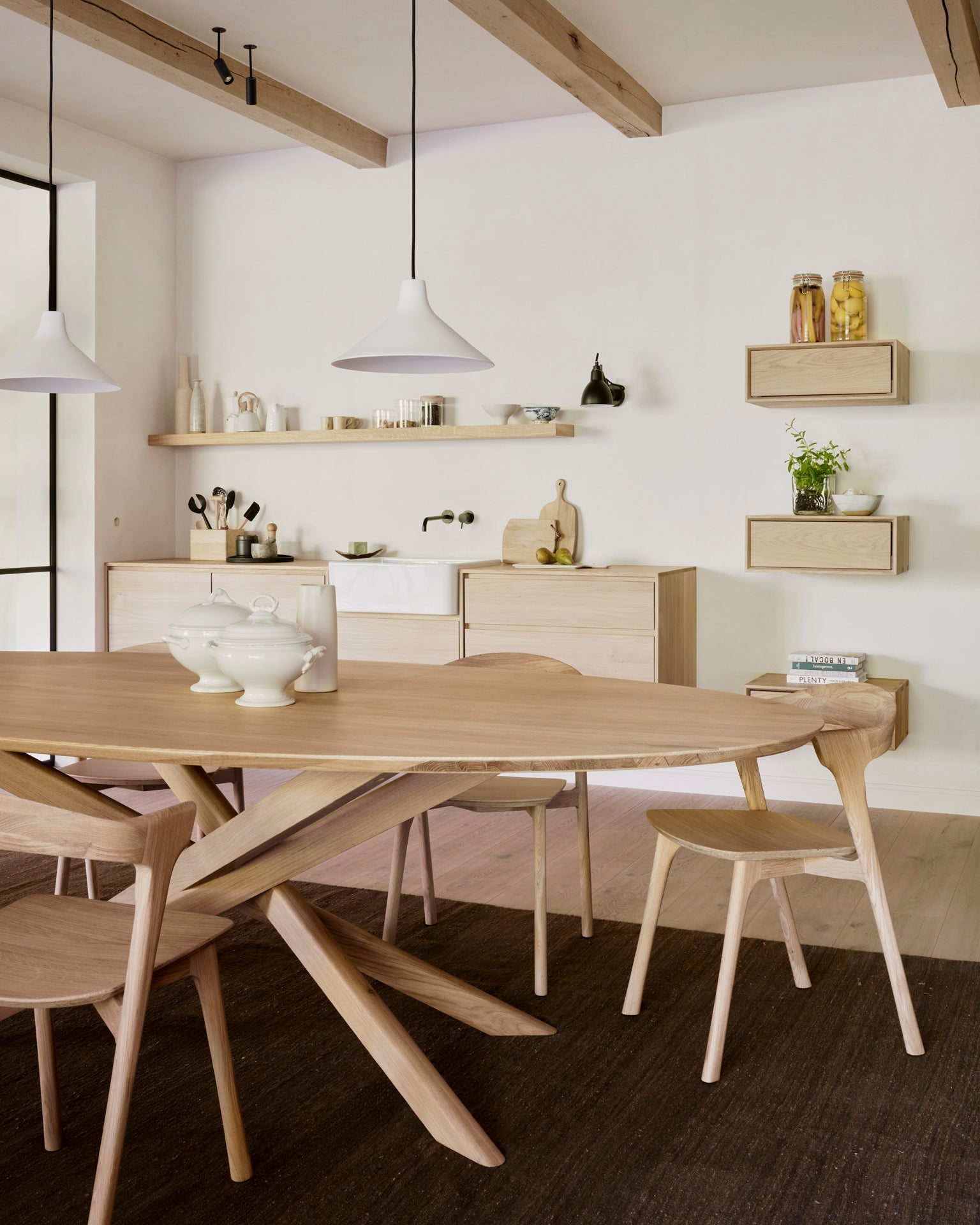 Mikado dining table - oak - oval White Cliff Studio Dining Table