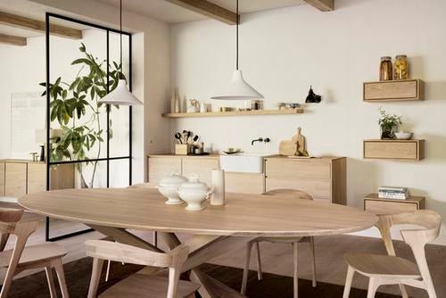 Mikado dining table - varnished oak - black - oval White Cliff Studio Dining Table