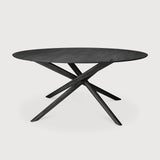 Mikado dining table - varnished oak - black - round White Cliff Studio Dining Table