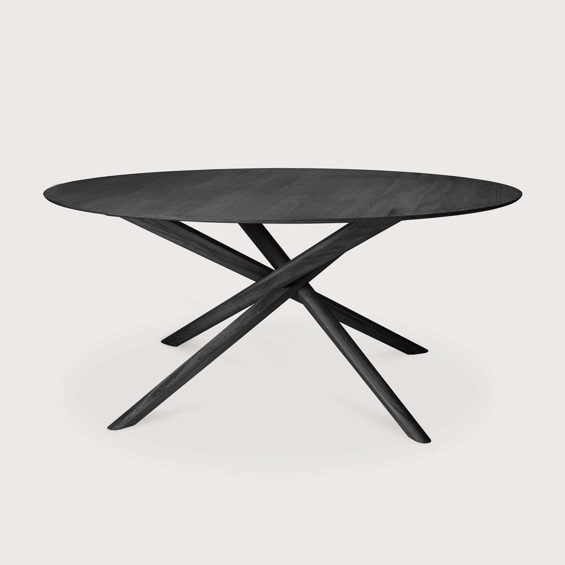Mikado dining table - varnished oak - black - round White Cliff Studio Dining Table