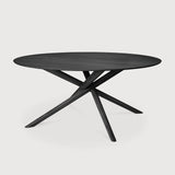 Mikado dining table - varnished oak - black - round White Cliff Studio Dining Table