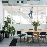 Mikado meeting table - varnished oak - oval - with wire management box White Cliff Studio Conference Room Table