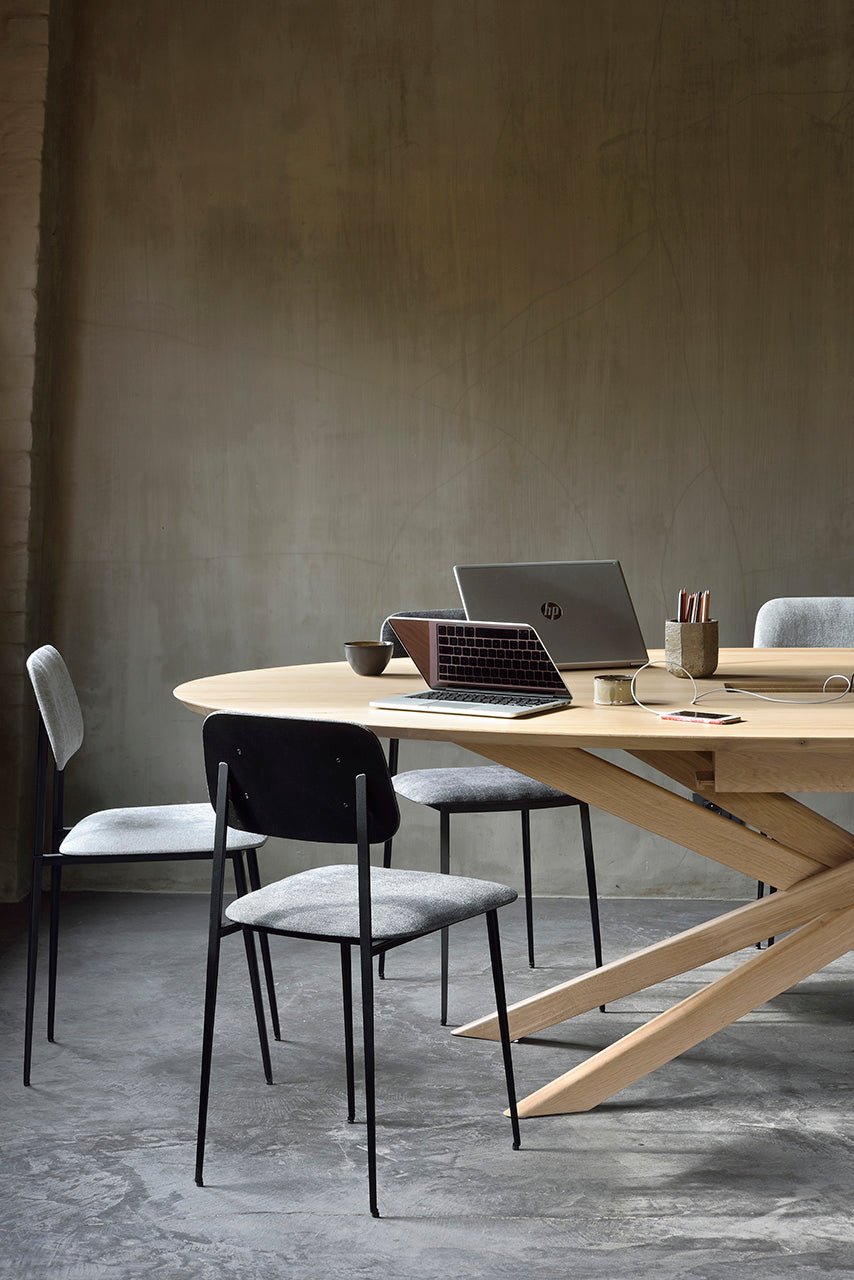 Mikado meeting table - varnished oak - oval - with wire management box White Cliff Studio Conference Room Table