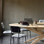 Mikado meeting table - varnished oak - oval - with wire management box White Cliff Studio Conference Room Table