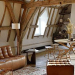 Mikado side table - oak - round White Cliff Studio Side Table