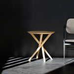 Mikado side table - oak - round White Cliff Studio Side Table