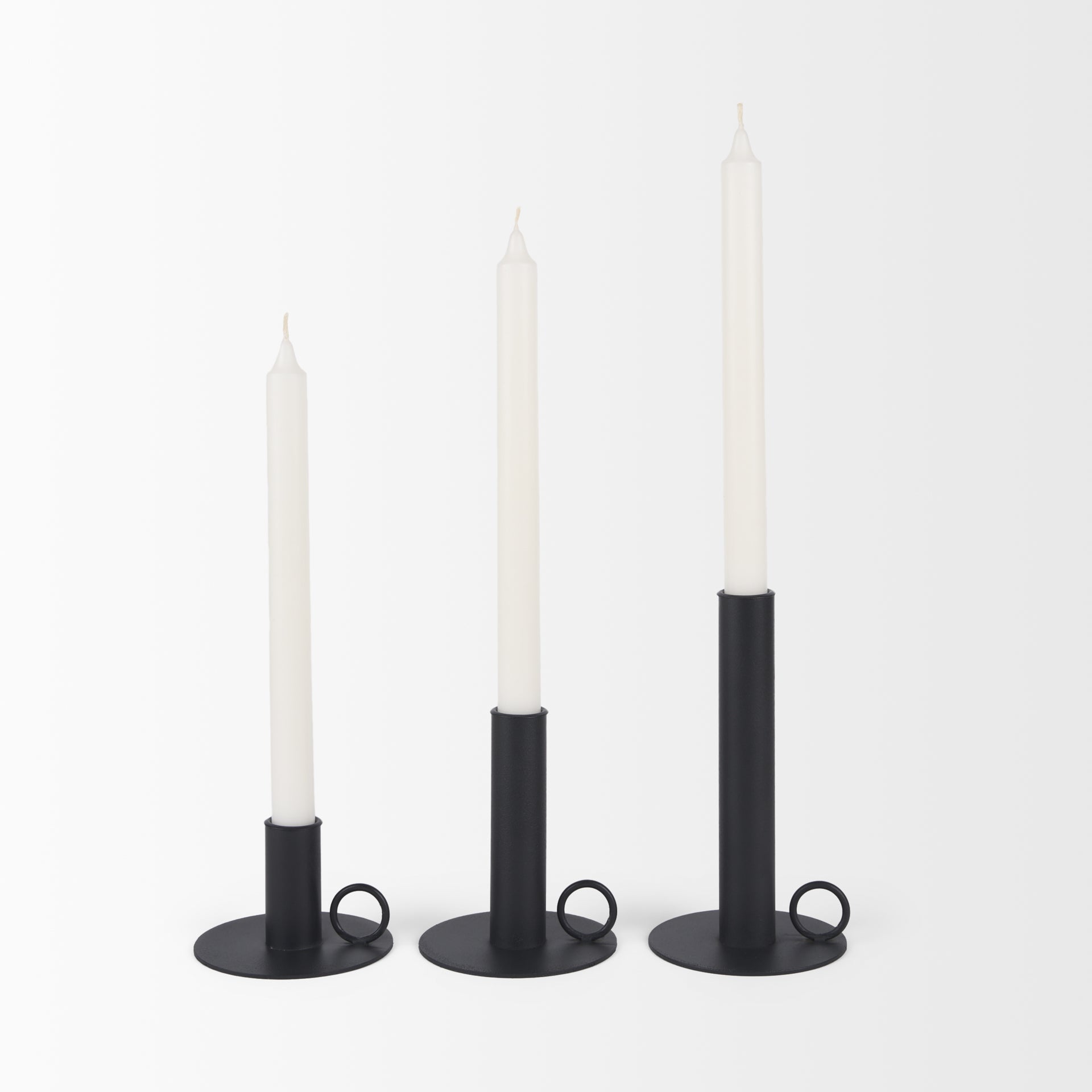 Miles Minimalist Noir Candle Holders