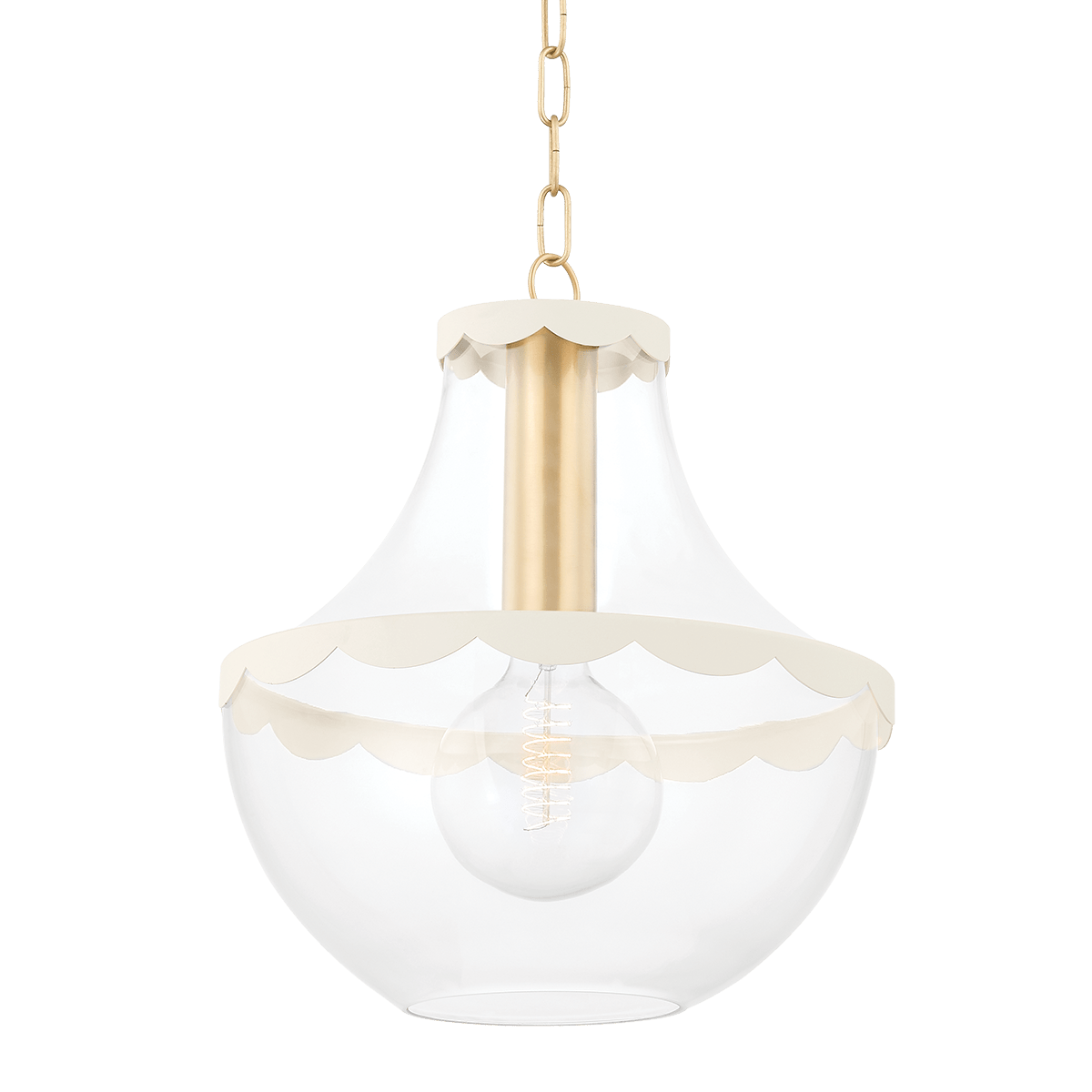 Mitzi | Alaina Pendant in Aged Brass, Large White Cliff Studio Pendant Lighting