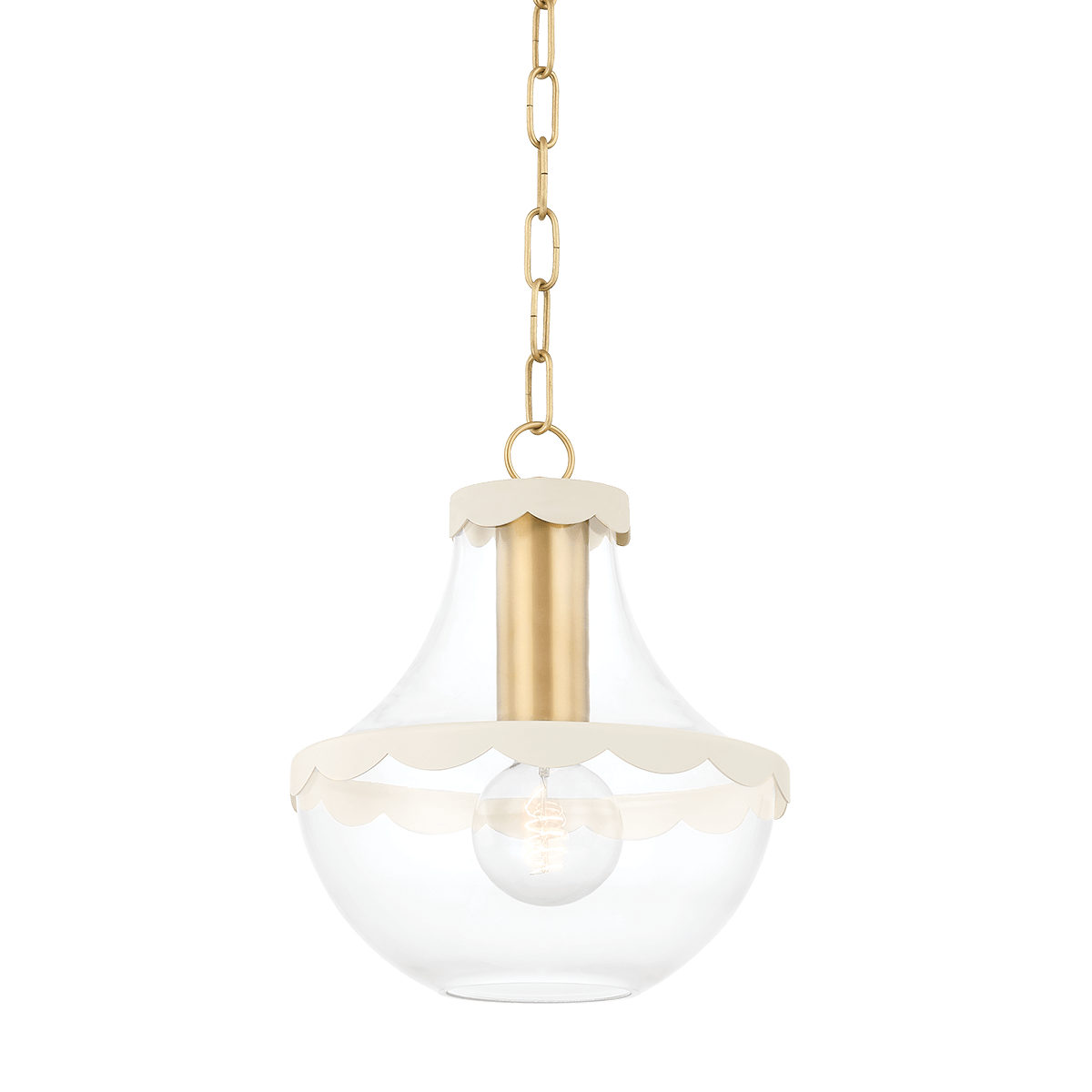 Mitzi | Alaina Pendant in Aged Brass, Small White Cliff Studio Pendant Lighting