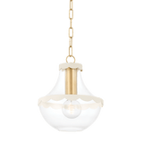 Mitzi | Alaina Pendant in Aged Brass, Small White Cliff Studio Pendant Lighting