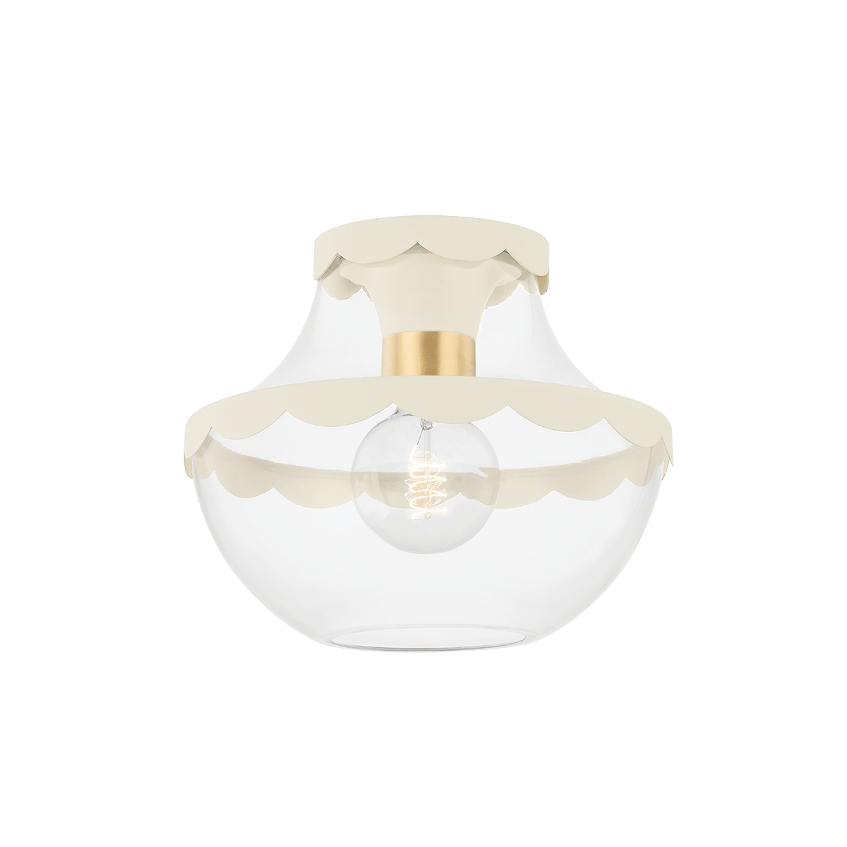 Mitzi | Alaina Semi Flush in Aged Brass White Cliff Studio Flush Mount Lights