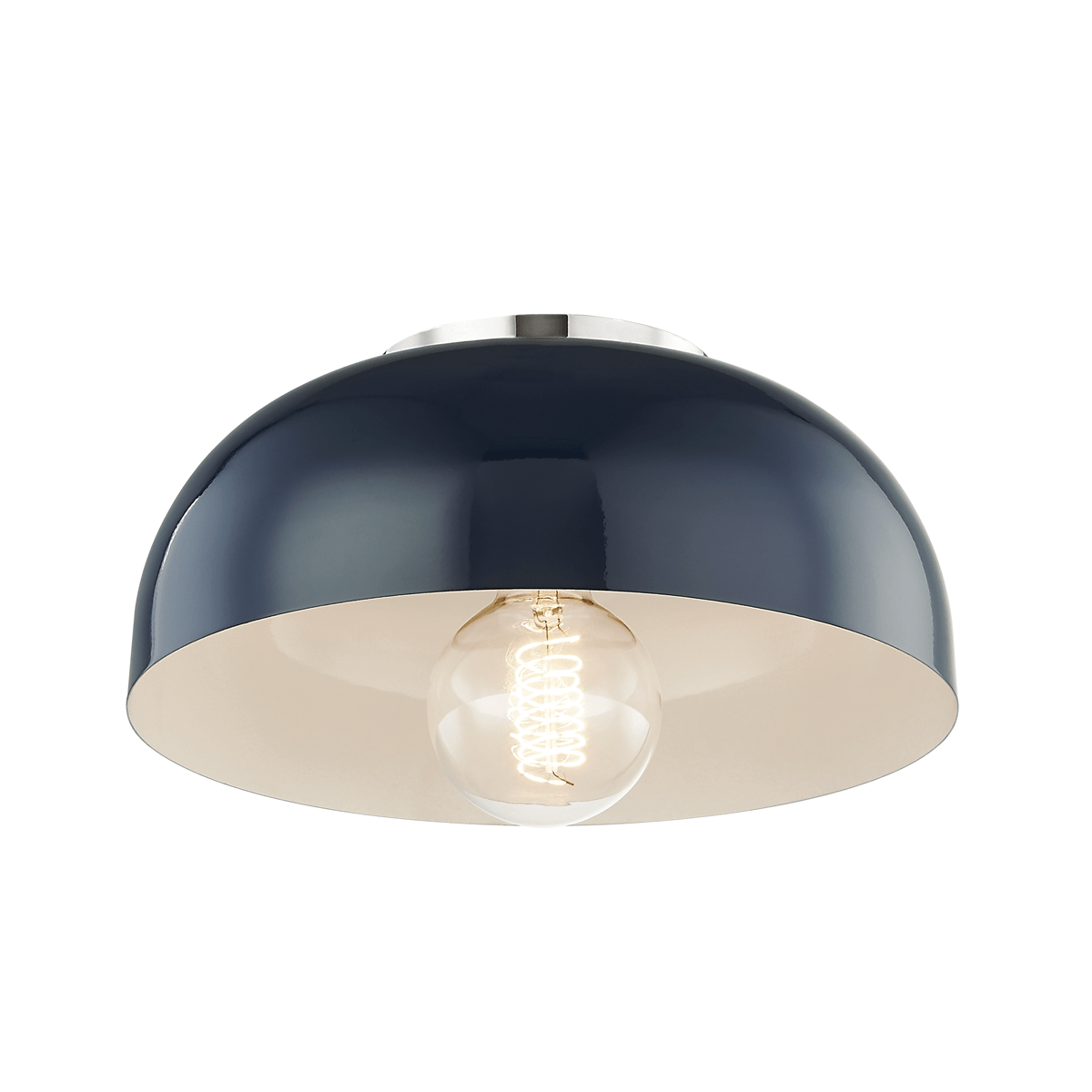 Mitzi | Avery Flush Mount in Polished Nickel, Small White Cliff Studio Flush Mount Lights