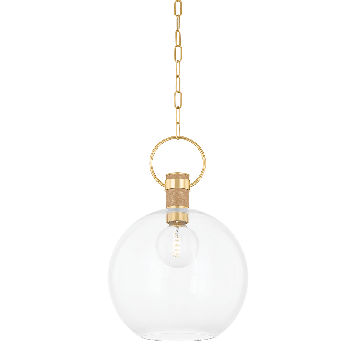 Mitzi | Catrine Pendant in Aged Brass, Large White Cliff Studio Pendant Lighting