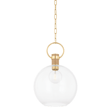 Mitzi | Catrine Pendant in Aged Brass, Large White Cliff Studio Pendant Lighting