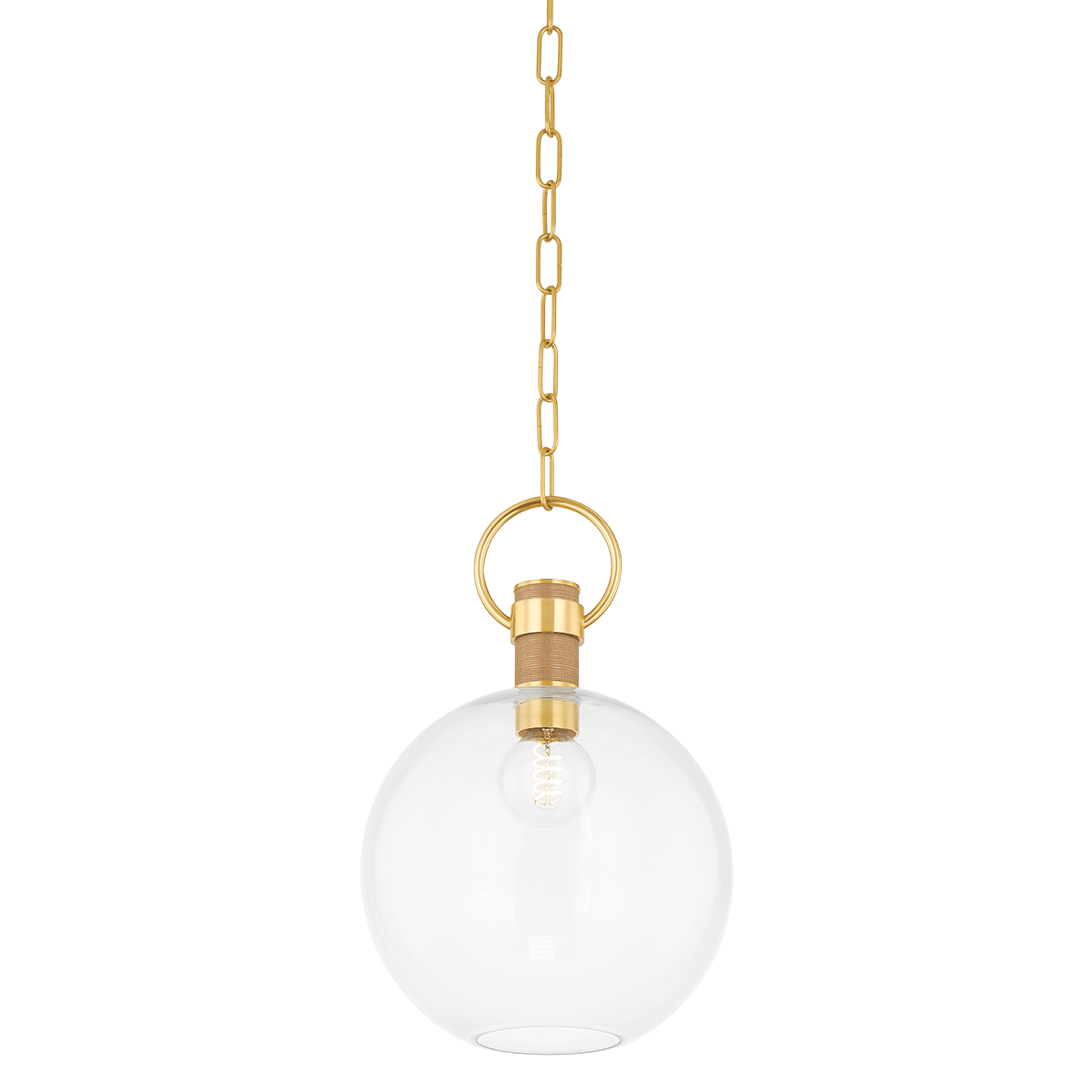 Mitzi | Catrine Pendant in Aged Brass, Small White Cliff Studio Pendant Lighting