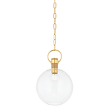 Mitzi | Catrine Pendant in Aged Brass, Small White Cliff Studio Pendant Lighting