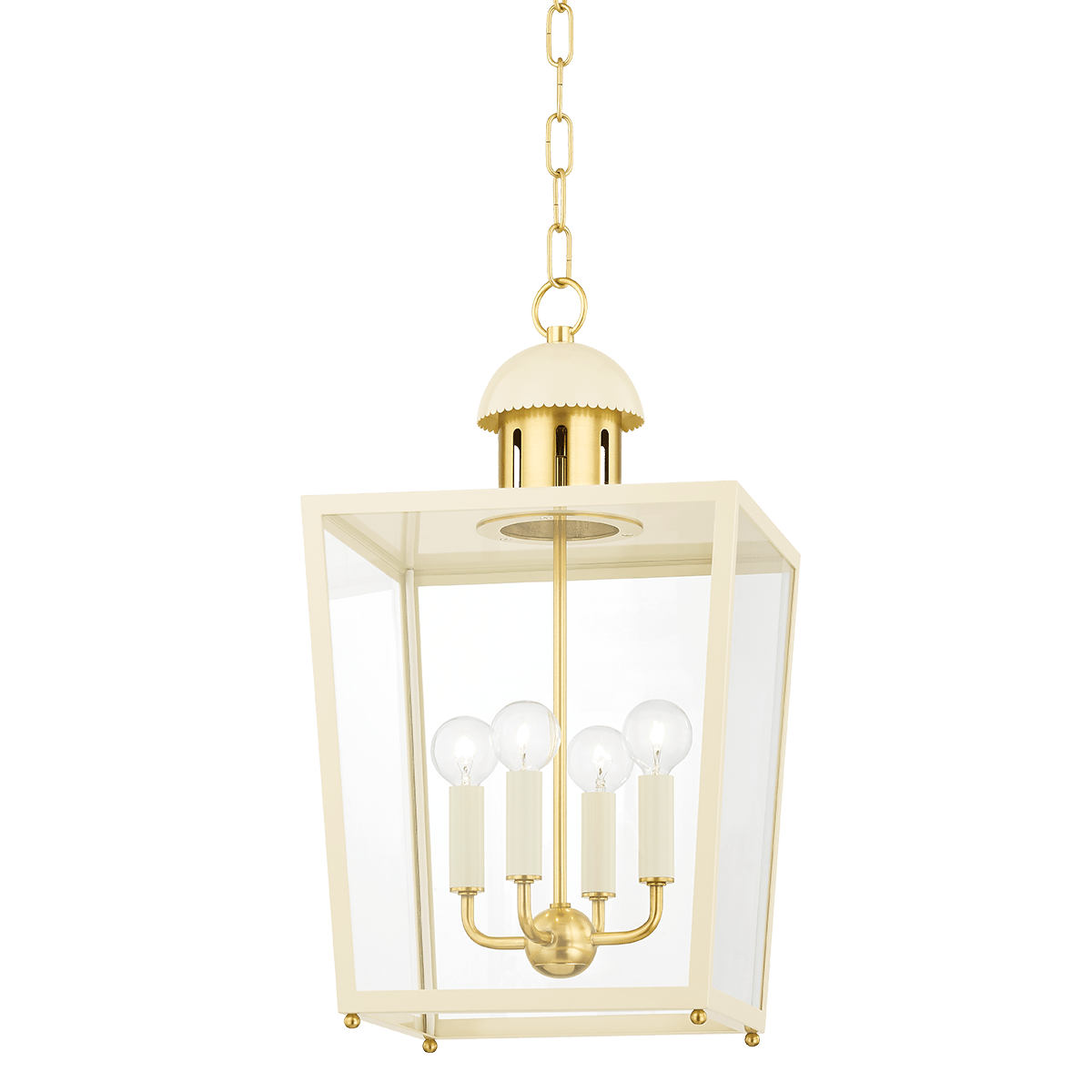 Mitzi | June Lantern in Aged Brass, Small White Cliff Studio Pendant Lighting