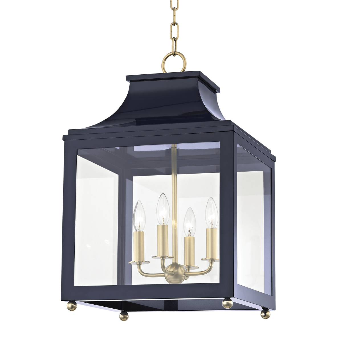 Mitzi | Leigh Lantern in Aged Brass, Large White Cliff Studio Pendant Lighting