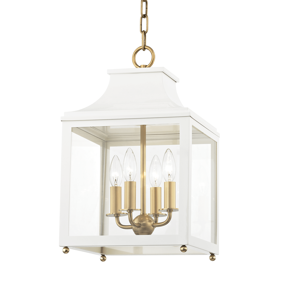 Mitzi | Leigh Lantern in Aged Brass, Small White Cliff Studio Pendant Lighting