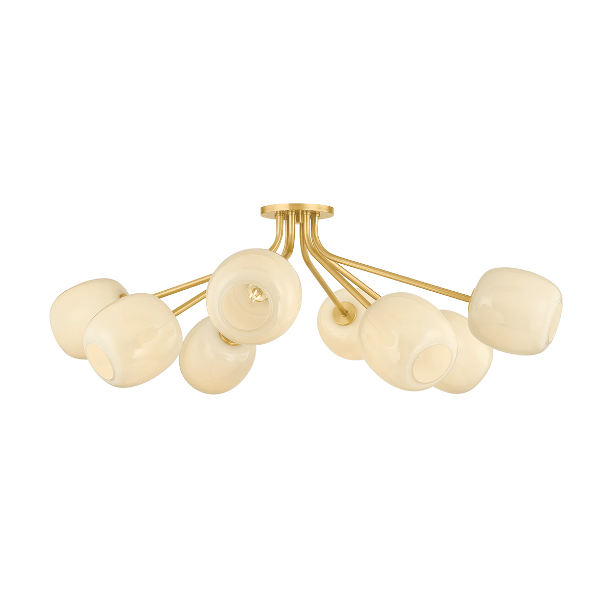 Mitzi | Lisette Semi Flush in Aged Brass, Large White Cliff Studio Flush Mount Lights