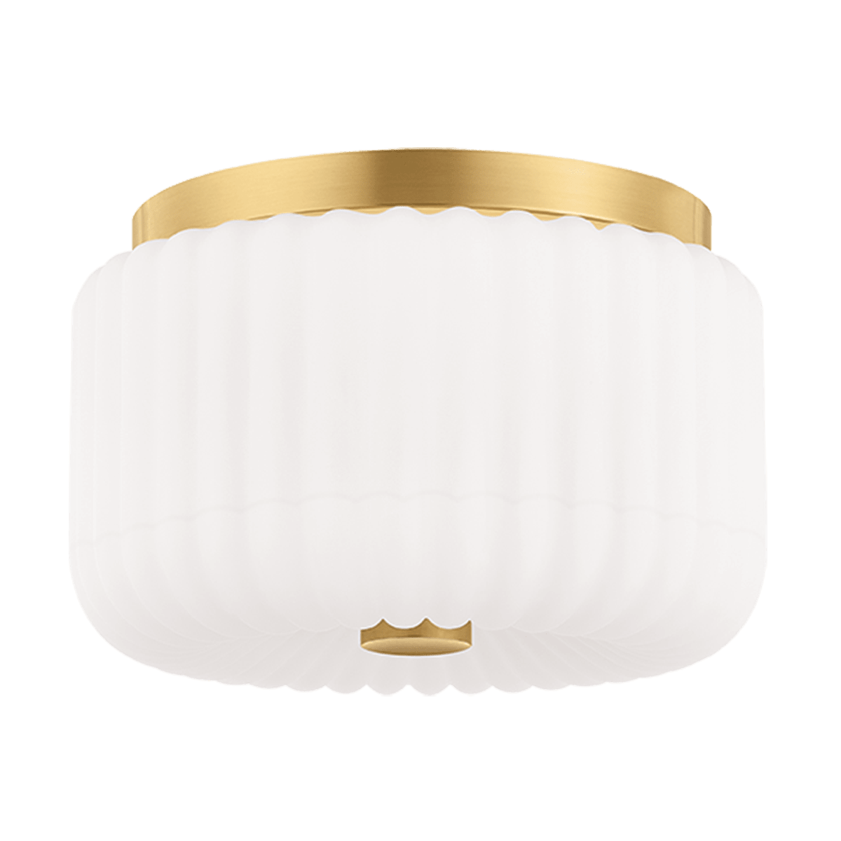 Mitzi | Lydia Flush Mount in Aged Brass White Cliff Studio Flush Mount Lights