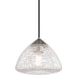 Mitzi | Maya Pendant in Polished Nickel, Small White Cliff Studio Pendant Lighting