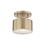 Mitzi | Nora Semi Flush in Aged Brass White Cliff Studio Flush Mount Lights
