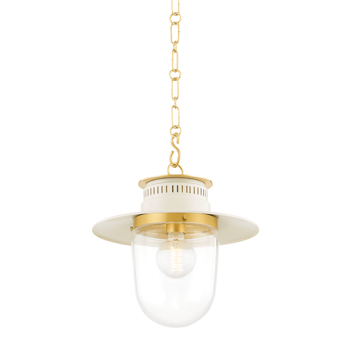 Mitzi | Nori Pendant in Aged Brass, Small White Cliff Studio Pendant Lighting