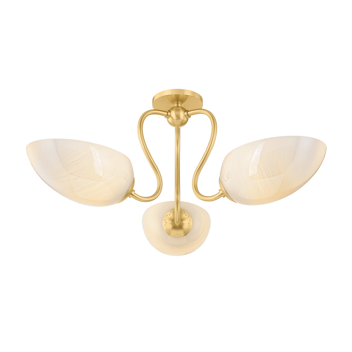 Mitzi | Reva Semi Flush in Aged Brass White Cliff Studio Flush Mount Lights