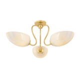 Mitzi | Reva Semi Flush in Aged Brass White Cliff Studio Flush Mount Lights