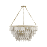 Mitzi | Tiffany Chandelier in Aged Brass, Large White Cliff Studio Chandelier